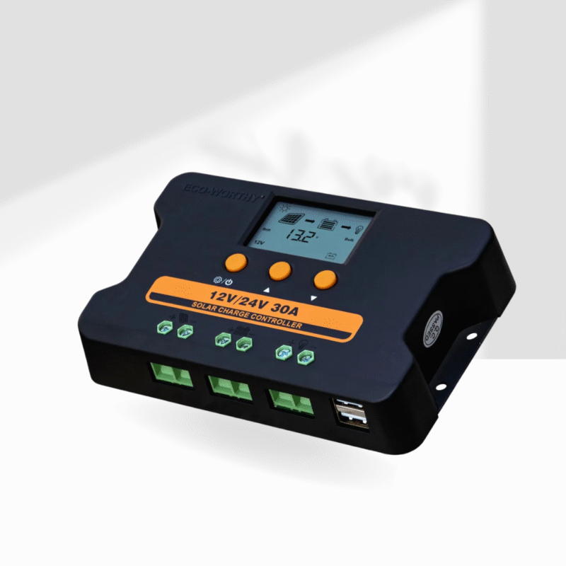 Upgraded 30A PWM Solar Charge Controller Regulator with Dual USB Port (12V/24V Auto-Switch)